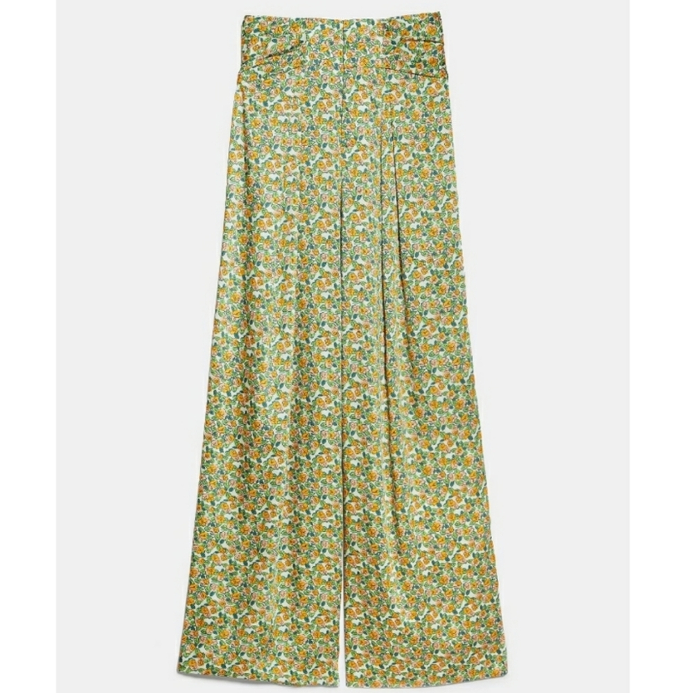 ZARA floral wide leg pants With tie NWT - Picture 10 of 16